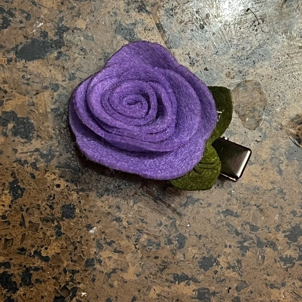 Kids Rose Flower Purple Hair Clips